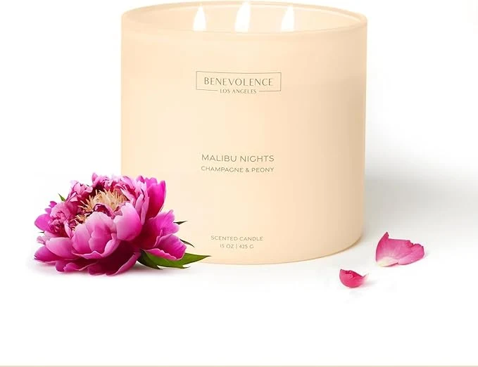 Powerful Champagne Peony – Benevolence LA Large 3-Wick Scented Candle Detailed