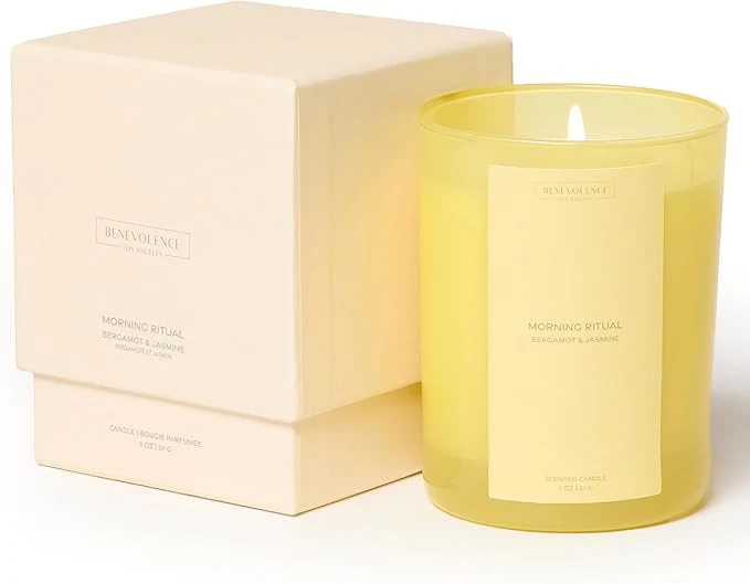 Soft Bergamot Jasmine Scented Candle 11oz 60 Hour Burn Natural Soy Wax Organic