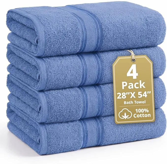 Premium LANE LINEN Cotton 4 Pack Bath Towels Comfortable