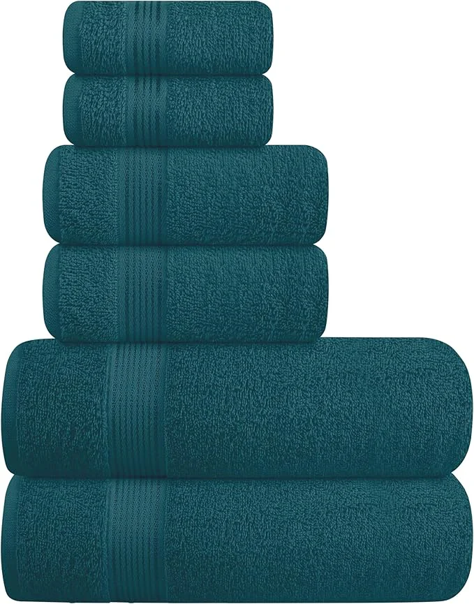 Pure Elvana Home Ultra Soft 6 Pack Cotton Towel Set Contains 2 Bath Towels 28×55 Quality