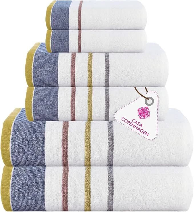 Fast CASA COPENHAGEN White Bay 6Pcs Egyptian Cotton Large Designer Towels Gift Smart