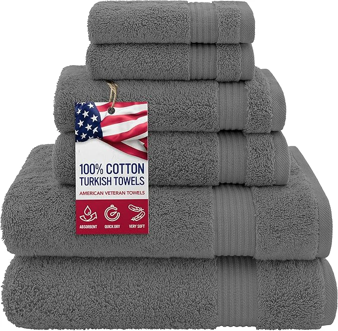 Professional Hotel Spa Quality Super Absorbent Soft 6 Piece Turkish Towel Set Convenient