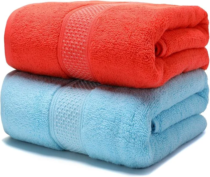 Stylish Cotton Bath Towels Set 2-Piece Set Super Absorbent Quick Drying Suitable Eco-Friendly