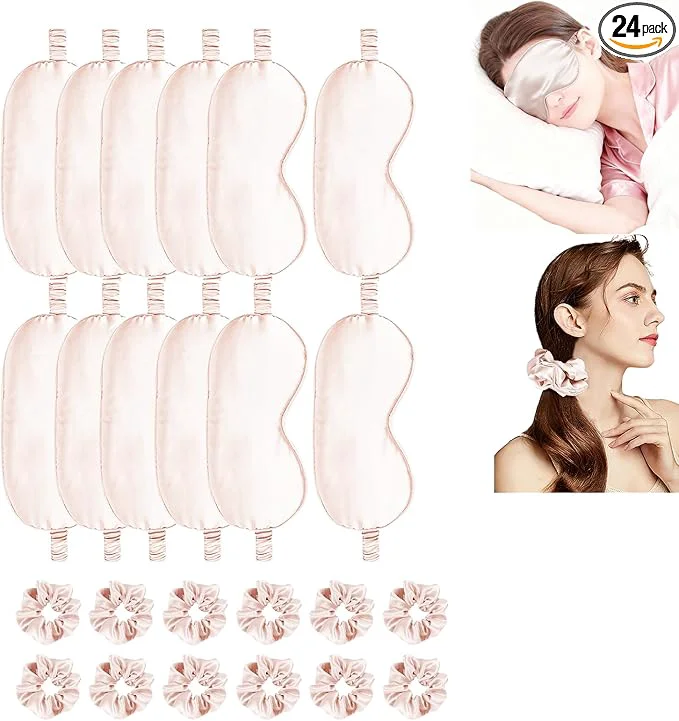 Lightweight 24Pcs Satin Eye Mask Silk Sleep Masks Silky Eyes Cover Blackout Blindfold Dependable