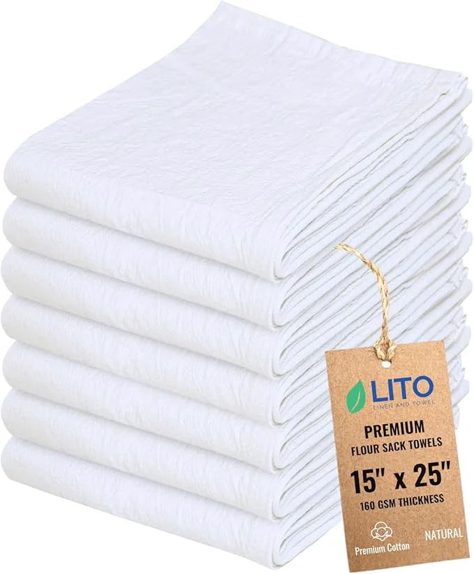 Crafted Flour Sack Towels Tea Towel for Crafts Cotton Blank Towel for Embroidery Fashionable