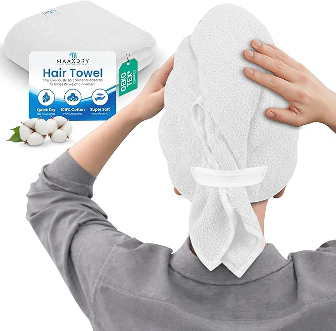Original Design Cotton Hair Towel Wrap for Women Men Kids – Non-Microfiber 450 GSM Eco-Friendly