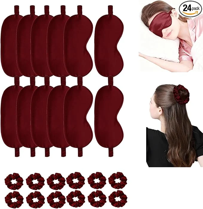 Fast 24Pcs Satin Eye Mask Silk Sleep Masks Silky Eyes Cover Blackout Blindfold Minimalist