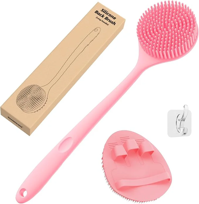 Reliable Manmihealth Silicone Back Scrubber Soft Bath Glove Set Super-Exfoliating Fashionable