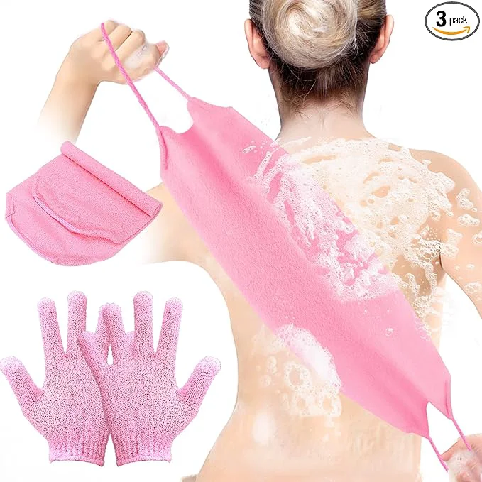 Traditional 3-Pack Exfoliating Gloves Back Exfoliating Towel Back Washer High-Quality