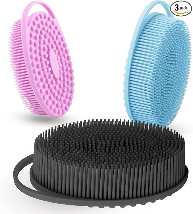 Flexible Silicone Body Scrubber 3 Pack Silicone Loofah Exfoliating Body Scrubber Soft World-Class