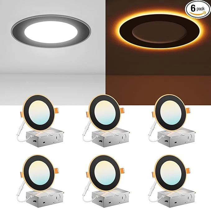 Safe Amico 6 Pack Black 4 Inch 5CCT LED Recessed Ceiling Light Reliable