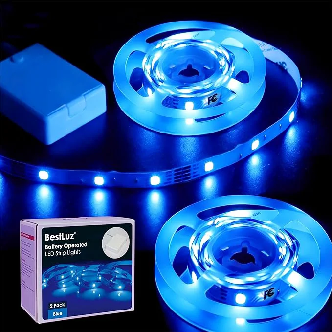 Carefully Designed Luz Battery Operated LED Strip Lights 2X 3.33ft Flexible Blue LED Light Proven