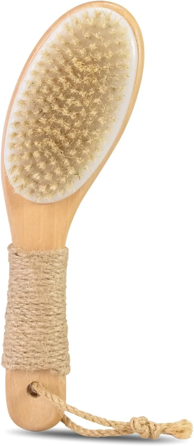 Exclusive 9.8 Dry Brush for Body with Anti-Slip Handle Wet Dry Brushing Body Brush for Natural