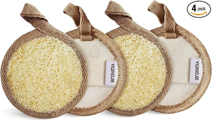 Quality YIQINGJIE Natural Loofah Exfoliating Face Scrubber Facial Scrubber Loofa Pads Luxury