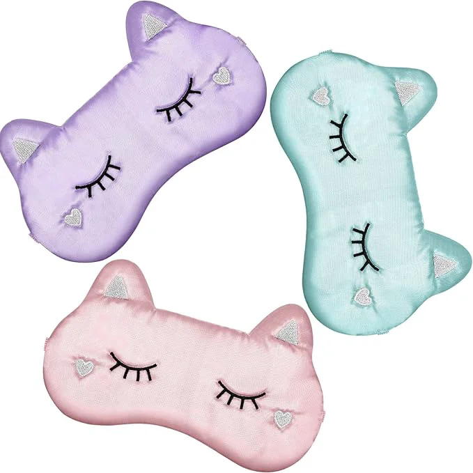Prestigious Haysandy 3 Pieces Sleep Mask for Kids Girls Cute Cat Sleeping Eye Cover Soft Modern