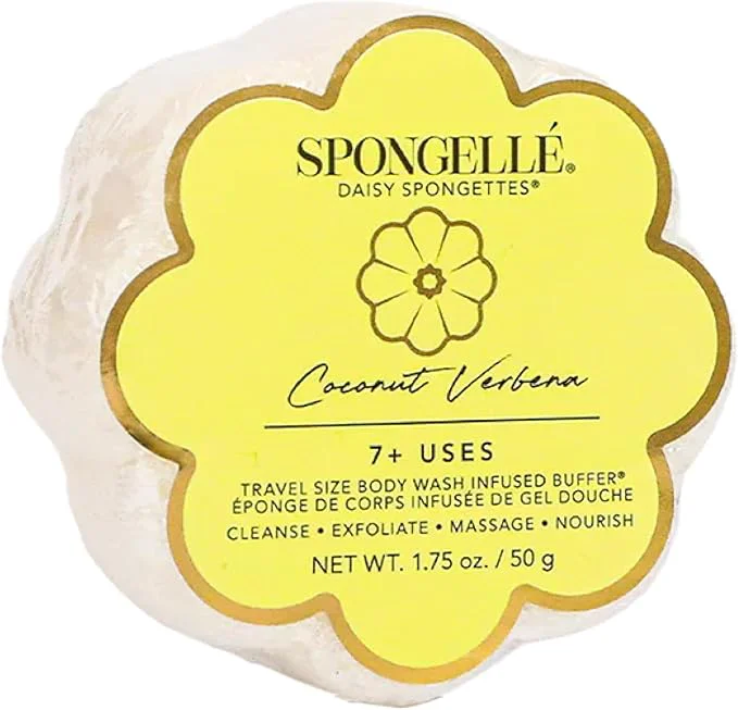 Trusted Spongellé Coconut Verbena Daisy Spongette Bath Sponge Built-in Body Wash Specialty