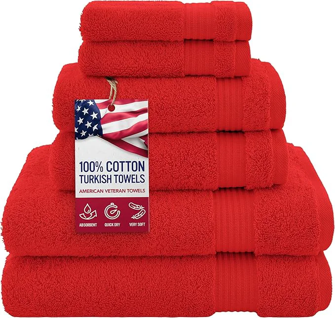Modern American Veteran Towel Cotton Turkish 6 Piece Towel Set Luxury Towels Official