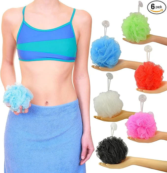 Crafted Star Brand Long Lasting Bath Sponge 6 Counts 60g Heavy Bath Mesh Pouf Official
