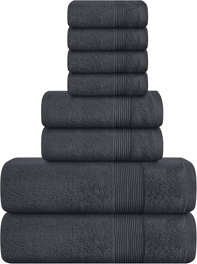 User-Friendly Belizzi Home 8 Piece Towel Set Ring Spun Cotton 2 Bath Towels 27×54 Original