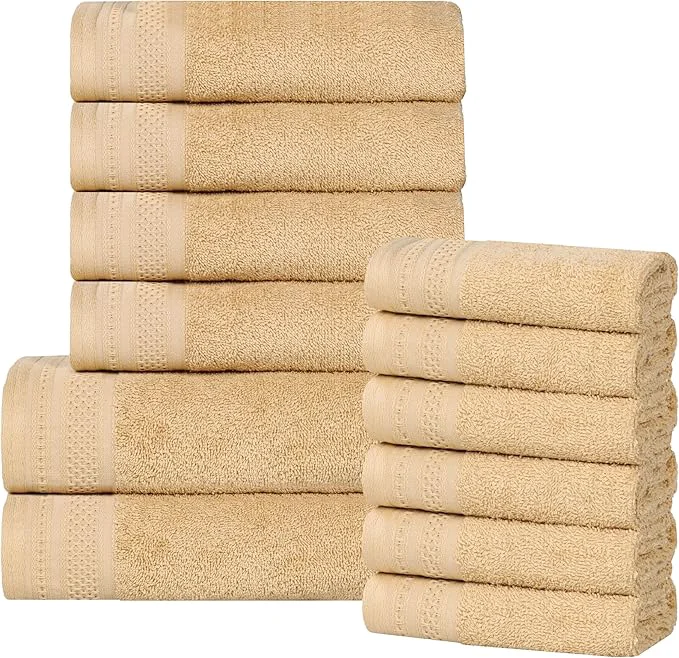 Smart Superior Honeycomb Cotton 500 GSM 12 Piece Bath Towel Set 6 Washcloths Consistent