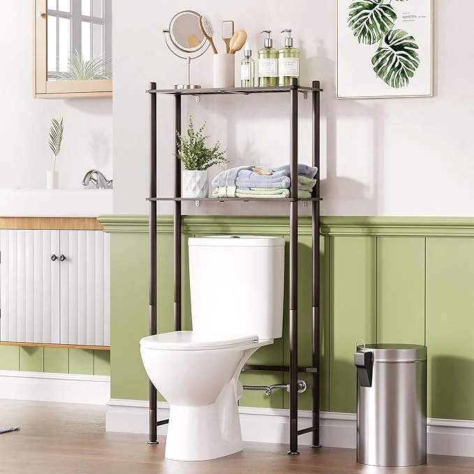 Selected AmazerBath Bamboo Over The Toilet Storage Shelf 2-Tier Over Toilet Bathroom Fast