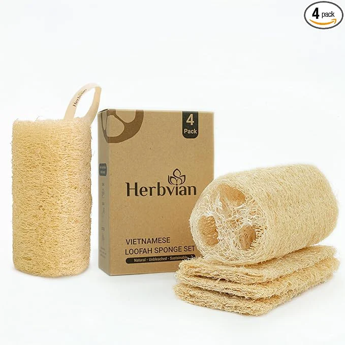 Crafted Natural Vietnamese Loofah Sponge Plant-Based Luffa Exfoliating Body Efficient