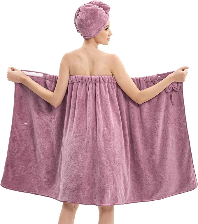 Traditional Bath Wrap Towels for Women – Adjustable Spa Shower Wrap User-Friendly