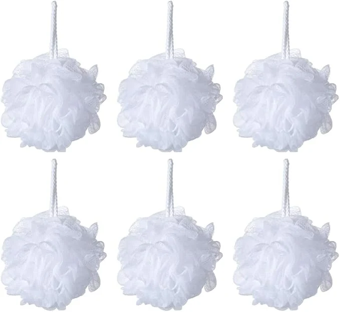 Carefully Designed Bath Sponge Loofah Shower Pouf White Mesh Shower Puff Pack of 6 Responsible