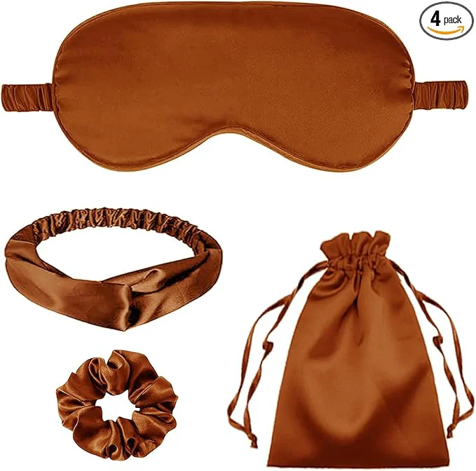 Quality 4Pcs Silk Sleep Masks Satin Eye Mask Silky Eyes Cover Blindfold Eyeshade Secure