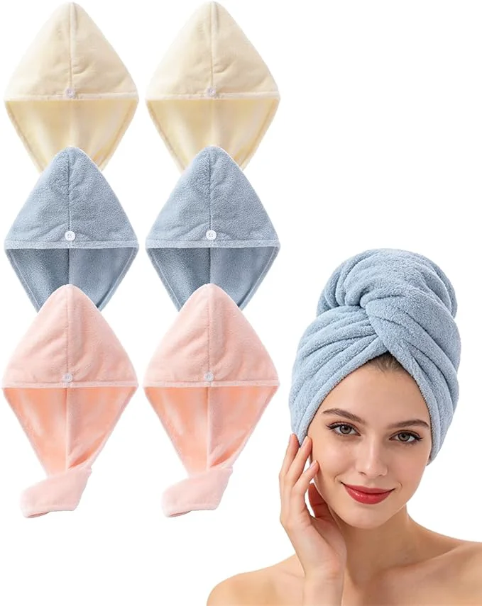 Environmentally Friendly Lumimi Luxury Microfiber Hair Towel Gift Set 6 Pack Pure