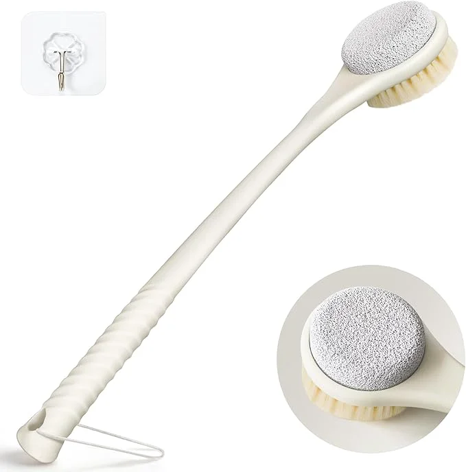 Original Design Back Scrubber for Shower Long Handle Exfoliating Brush Dual-Sided Bath Brush Sustainable
