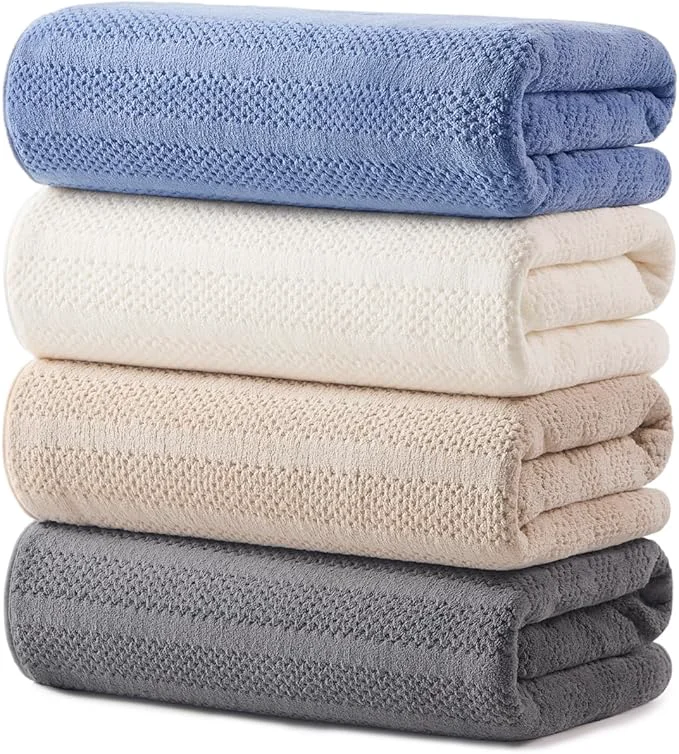Prestigious ECOLOOK 4 Pack Microfiber Bath Towels 31 x 63 inches Extra Large Bath Towel Set Clean