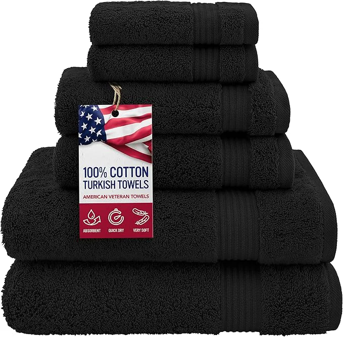 Excellent American Veteran Towel Cotton Turkish 6 Piece Towel Set Luxury Towels Comfortable