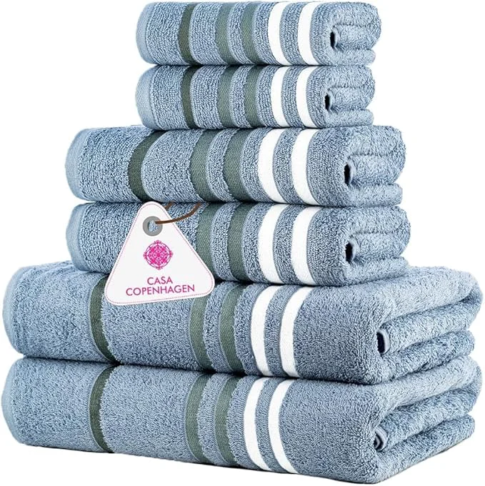 Environmentally Friendly CASA COPENHAGEN Exotic 6Pcs Egyptian Cotton Designer Towels Gift Set- Convenient