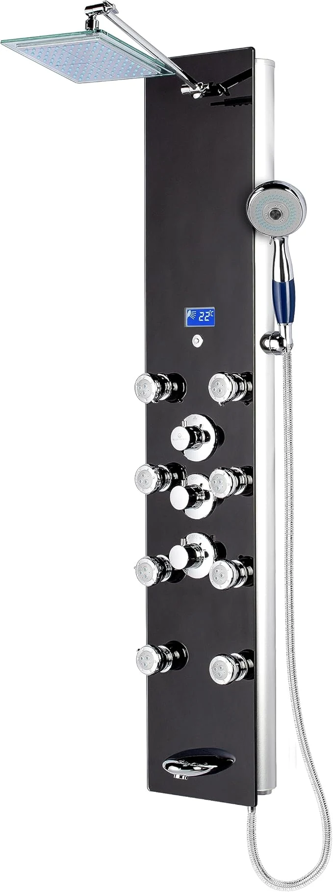 User-Friendly Blue Ocean 52 Aluminum SPA331B Tempered Glass Thermostatic Shower Panel Tower Professional