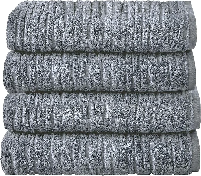 Smart SKL Home CloudSoft Cotton Luxury 4 Pc Bath Towel Set Smoke Blue Fashionable