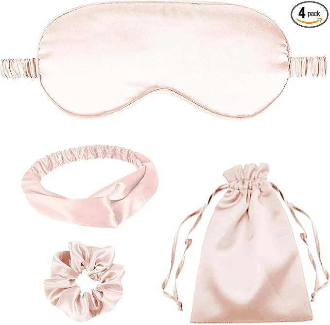Exclusive 4Pcs Silk Sleep Masks Satin Eye Mask Silky Eyes Cover Blindfold Eyeshade Powerful