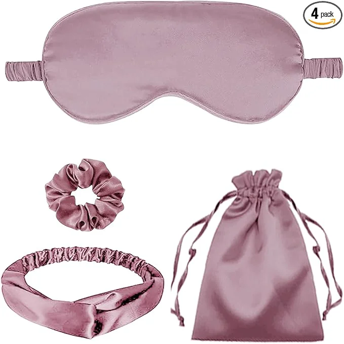 Original 4Pcs Silk Sleep Masks Satin Eye Mask Silky Eyes Cover Blindfold Eyeshade Quality