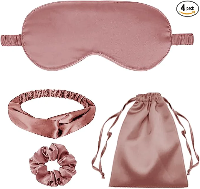 Healthy 4Pcs Silk Sleep Masks Satin Eye Mask Silky Eyes Cover Blindfold Eyeshade Certified