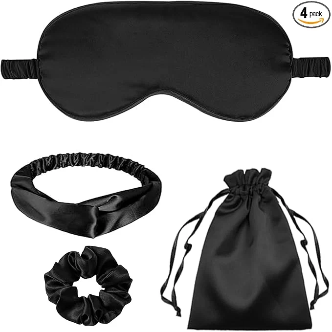 Contemporary 4Pcs Silk Sleep Masks Satin Eye Mask Silky Eyes Cover Blindfold Eyeshade Safe