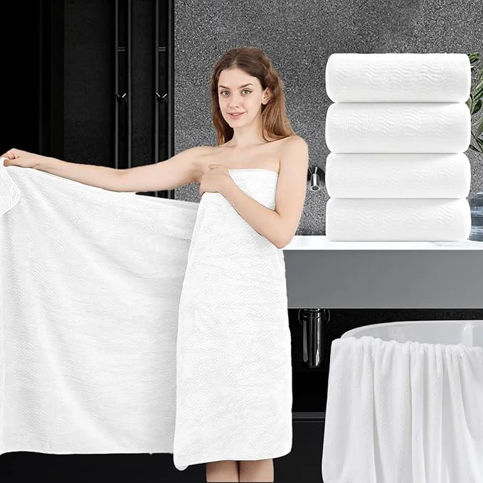 Reusable 4 Piece Extra Large Bath Towel 35 x70 Oversized Bath Sheet White Bath Towel Set Contemporary