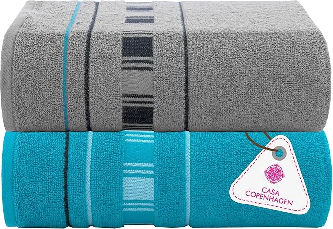 Functional CASA COPENHAGEN X Line 2Pcs Egyptian Cotton Large Designer Bathsheet Enhanced