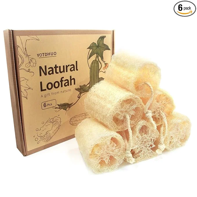 Green 6Pack Luffa Sponges Gentle Exfoliating Body Scrubber Next-Generation
