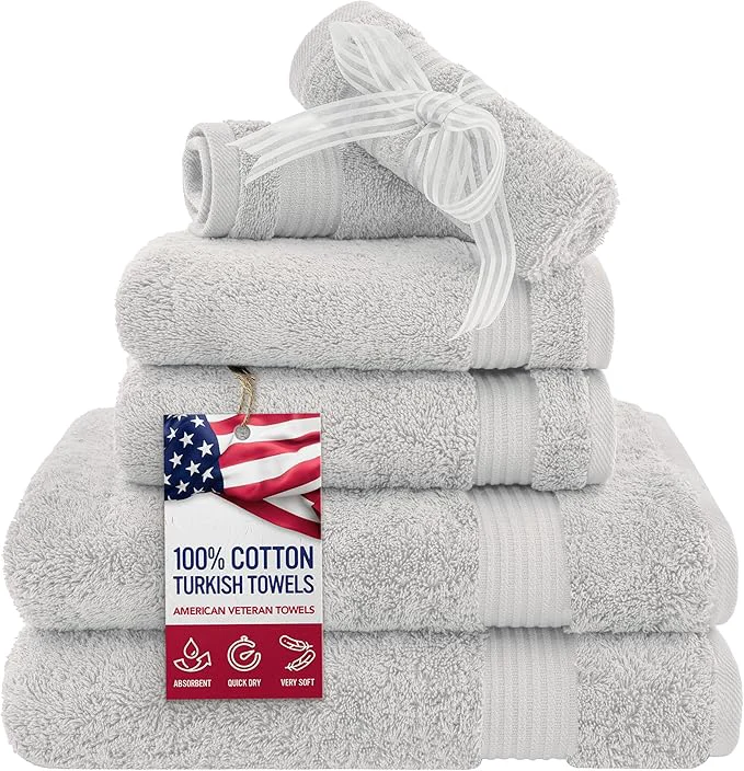 Genuine American Veteran Towel 6 Piece Towel Set Traditional