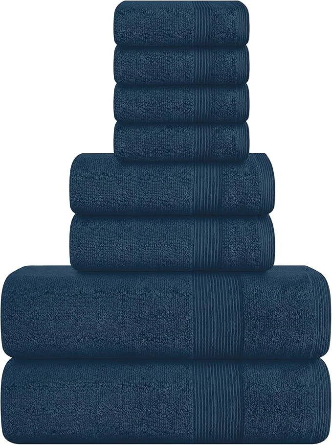 Trendy Belizzi Home 8 Piece Towel Set Ring Spun Cotton 2 Bath Towels 27×54 Flexible
