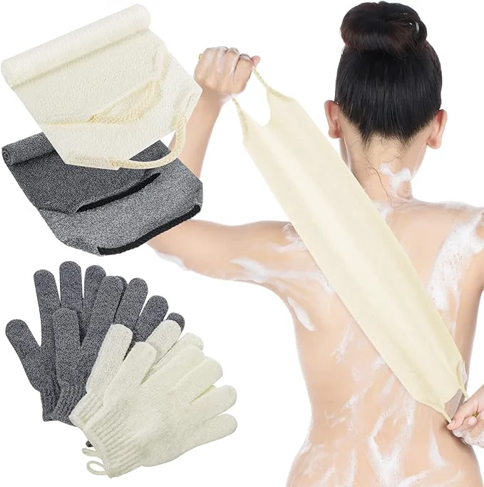 Consistent 4 Pack Exfoliating Washcloth Back Scrubber Set 2 Exfoliating Body Scrubber Comfortable