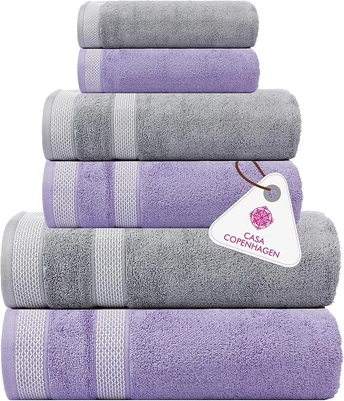 World-Class CASA COPENHAGEN Solitaire 6Pcs Egyptian Cotton Large Designer Towels Gift Verified