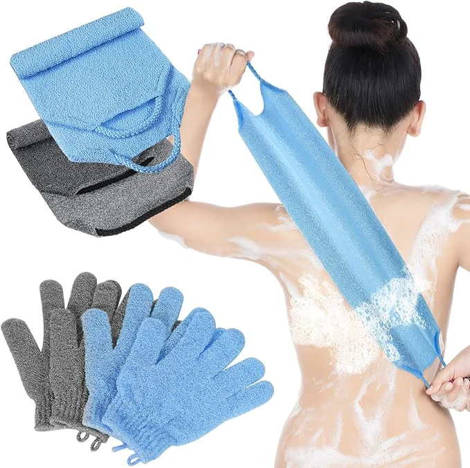 Healthy 4 Pack Exfoliating Washcloth Back Scrubber Set 2 Exfoliating Body Scrubber Excellent