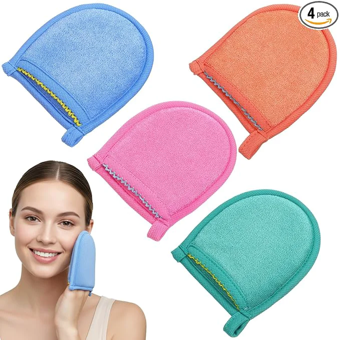 Trusted 4 PCS Exfoliating Gloves Exfoliating Facial Scrubber Mitt Facial Scrub Mitts Stylish