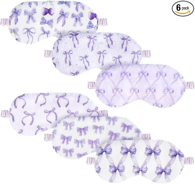 Stylish Cuffbow 6 Pack Plush Sleep Mask Set Cute Plush Eye Masks User-Friendly